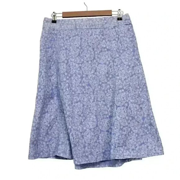 Fresh Produce Midi Skirt Size Large Periwinkle Paisley Floral 100% Cotton Resort - Picture 6 of 12
